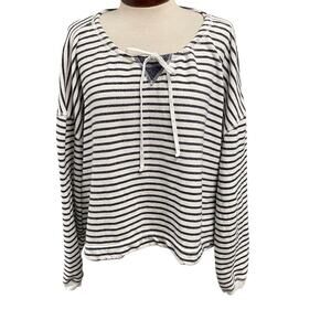 Hard Tail Forever Womens Size Small Striped Terry Top Relaxed Nautical Casual